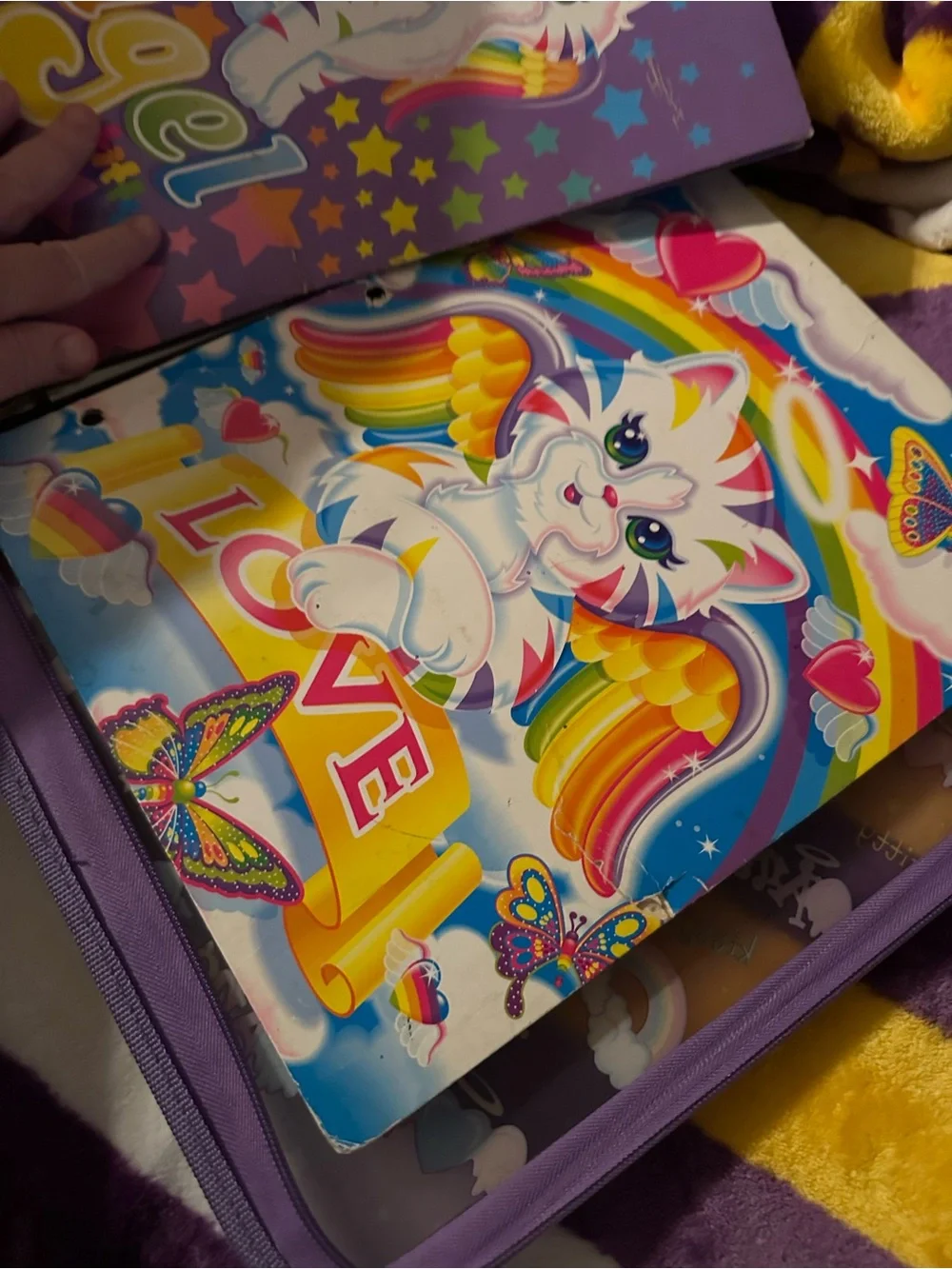 Lisa Frank Rainbow Winged Kitty Purple Rainbow Binder